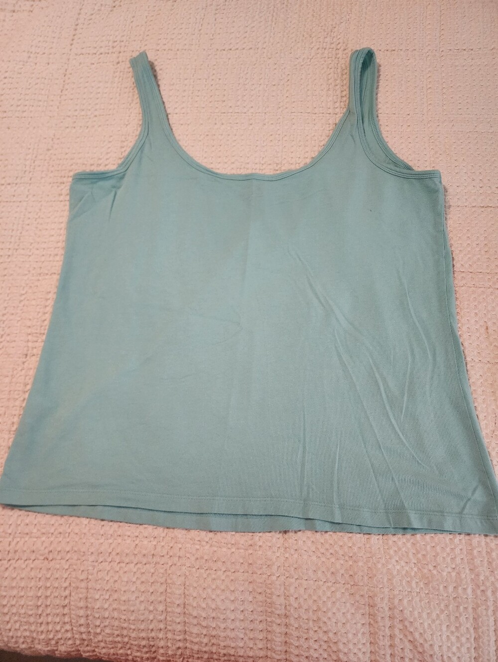 Simply Emma Women’s Sleeveless Tank Top Pastel Aqua Cotton Spandex 1X - Picture 8 of 8